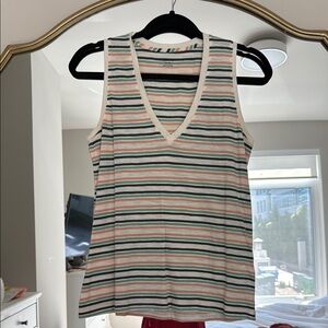 Striped V-Neck Sleeveless Top